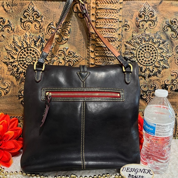 DOONEY BOURKE Florentine Toggle Dark Brownish Black Leather Crossbody VGC - Picture 6 of 14